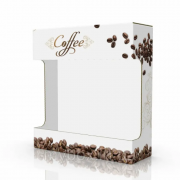 Коробка з мікрогофрокартону з дизайном 190*180*60мм. Coffee