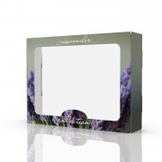 Картонна самозбірна коробка для кухонних рушників "Lavander" з дизайном та віконцем 230х172х50 мм