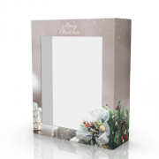 Новорічна подарункова коробка для рушників 2-ка Зелена з віконцем 280х100х345 мм