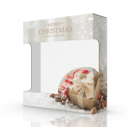 Новорічна коробка з мікрогофрокартону з дизайном 190*180*60мм. Подарунок