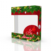 Новорічна коробка з мікрогофрокартону з дизайном 190*180*60мм. Подарунок червона