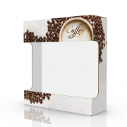 Коробка з мікрогофрокартону з дизайном 190*180*60мм. Coffee біле