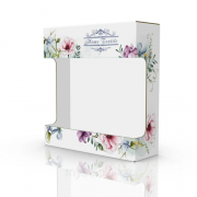 Коробка з мікрогофрокартону з дизайном 190*180*60мм. Гортензія