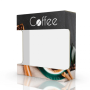 Коробка з мікрогофрокартону з дизайном 190*180*60мм. Coffee
